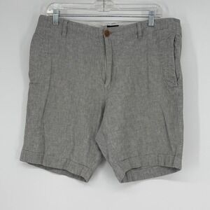J.Crew Linen Cotton Flat Front Shorts Gray 34W Summer Casual